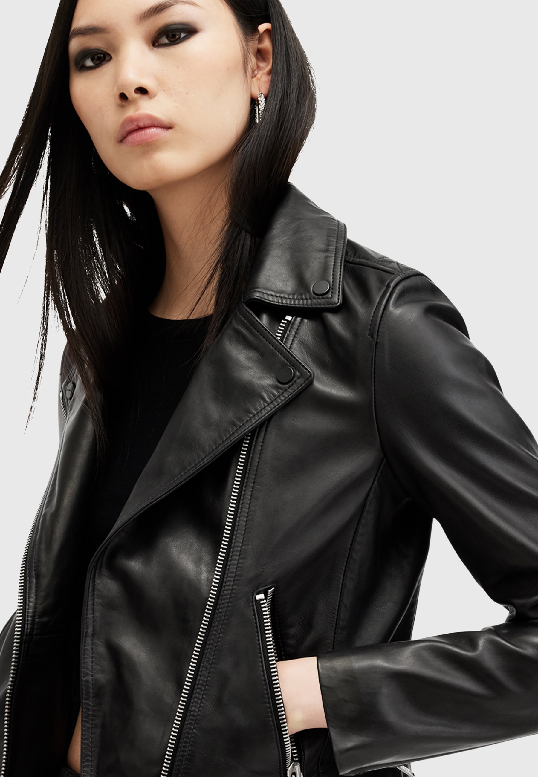 AllSaints DALBY - Kurtka skórzana/czarny - Zalando.pl