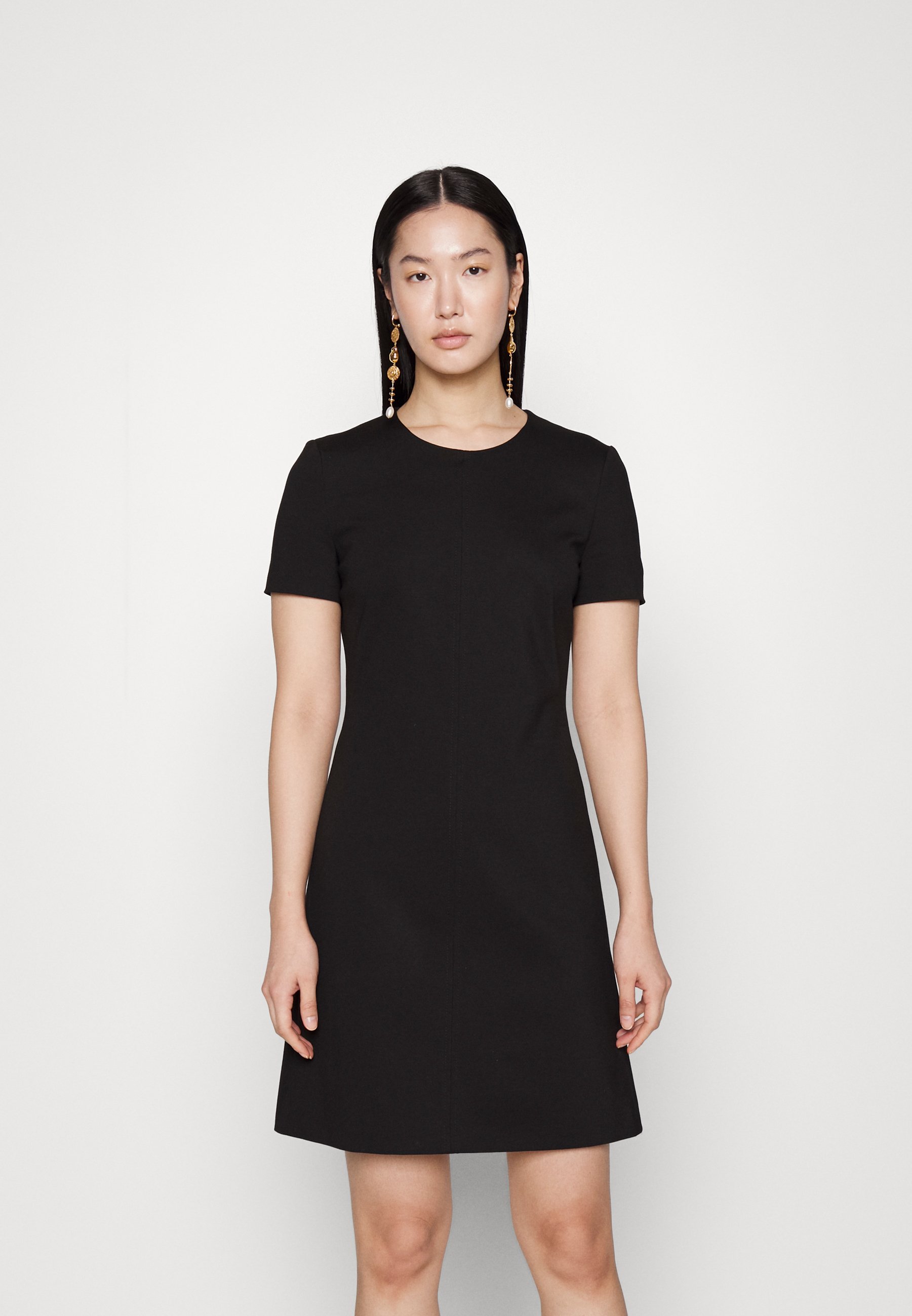 BOSS V-NECK BUSINESS DRESS WITH SHORT SLEEVES AND FULL LENGTH ZIPPER AT THE  BACK - Freizeitkleid - black one/schwarz - Zalando.de