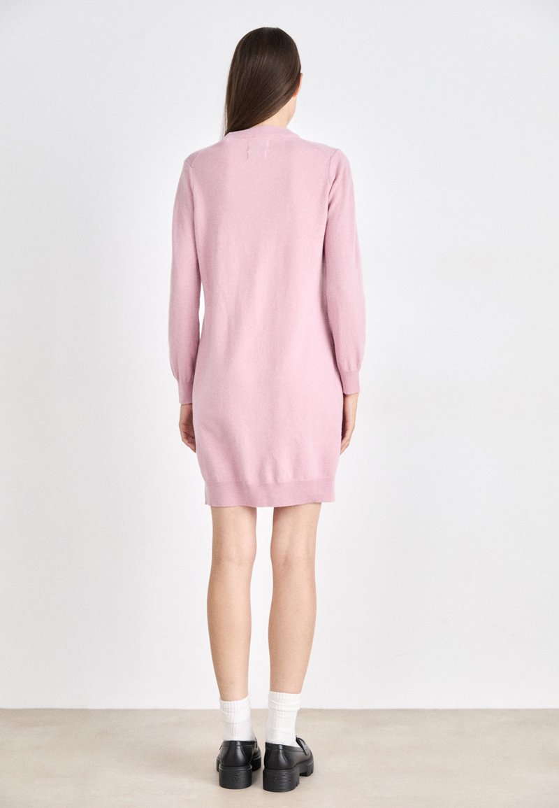 green emerald velvet dress Pink Bell Sleeve Extreme Hem Chunky Knit Jumper Dress