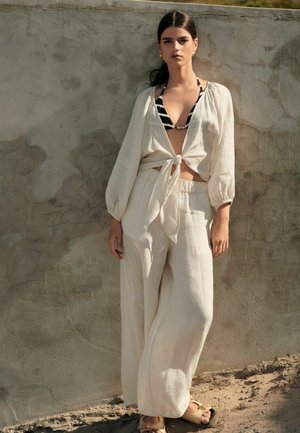 WIDE LEG  - Trousers - natural