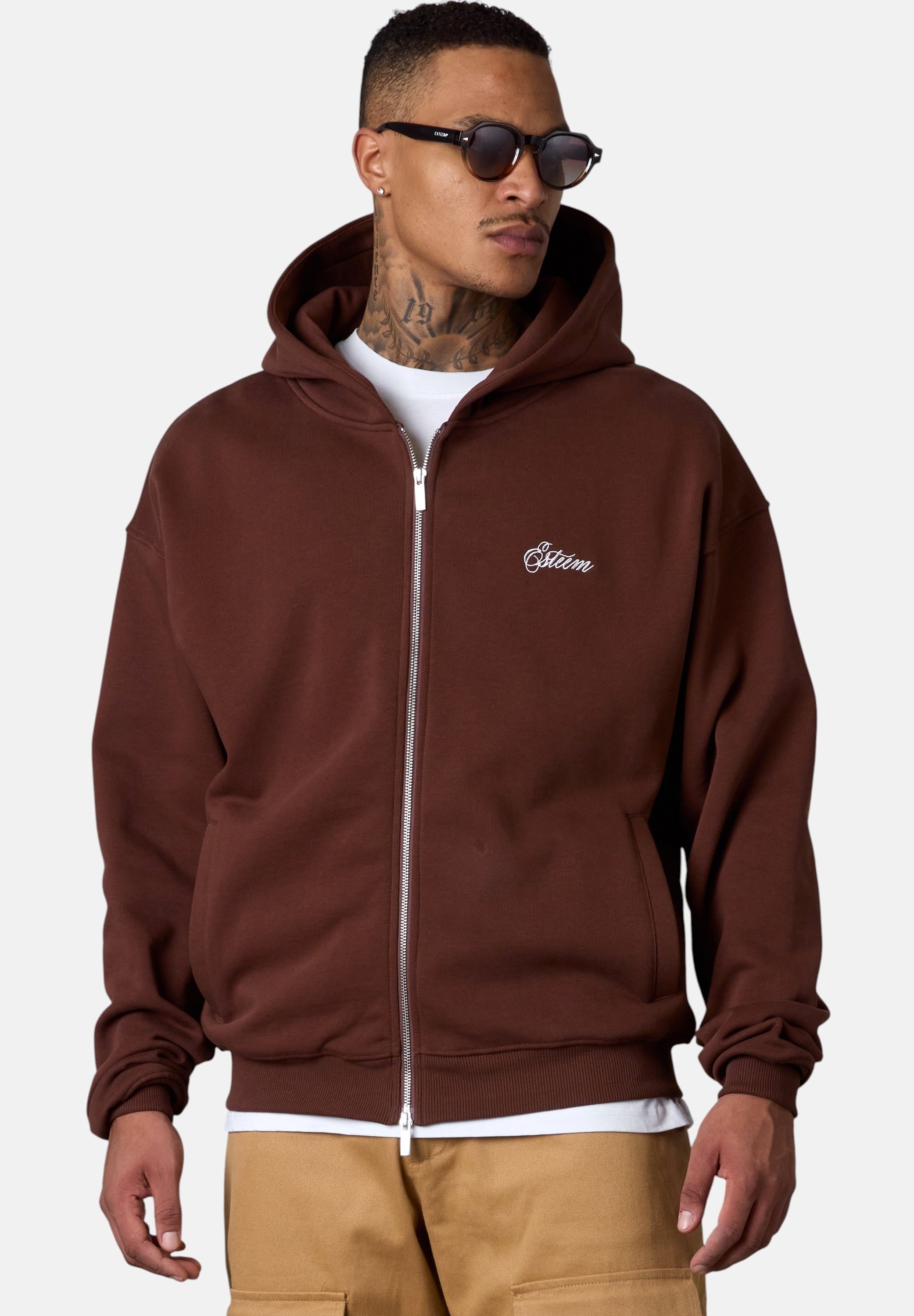 ESTEEM SIGNATURE OVERSIZED - Zip-up sweatshirt - downtownbrown