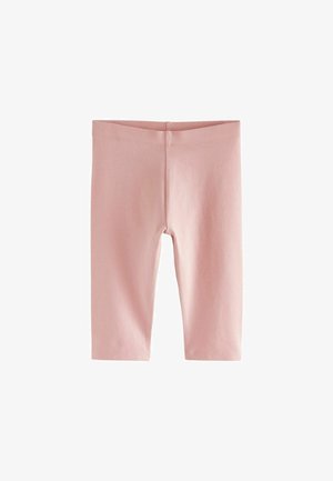 Lichtroze leggings gemaakt van zacht, rekbaar materiaal. Middellange lengte met een elastische tailleband en zonder patronen of zichtbare hardware.