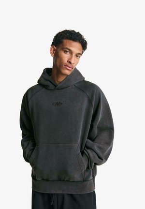 Bershka BOXY  - Hoodie - mottled dark grey