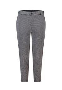 Grijze, gestreepte broek met een slim fit design, voorzien van een slim cut, riemlussen en een ronde metalen gesp in de taille.
