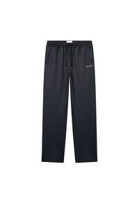 Σκούρο ναυτικό παντελόνι lounge με κάθετες ρίγες, ελαστική μέση, κορδόνι και λογότυπο "LES DEUX", προσφέροντας χαλαρή, φαρδιά γραμμή.