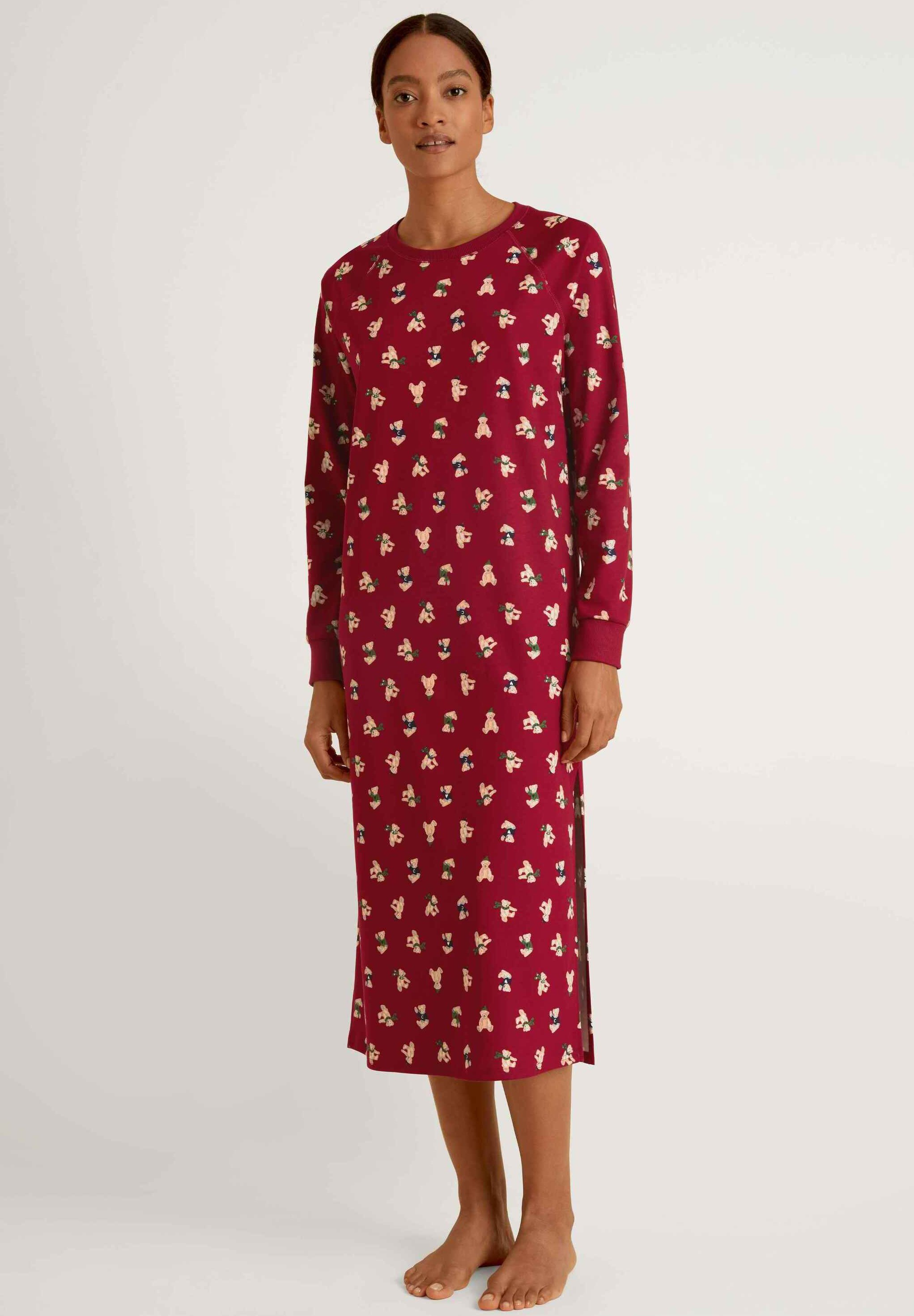 CALIDA Flower Nights Damen Nachthemd Langarm – Weich, Pflegeleicht, Mit Knopfleiste, Länge Ca. 120 Cm