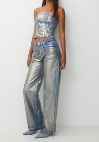 PULL&BEAR Top - metallic grey