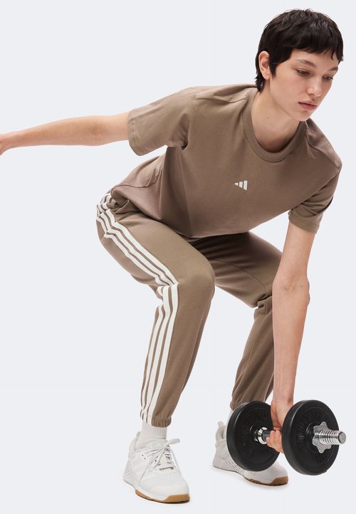 adidas ESSENTIALS SMALL LOGO - Basic T-shirt - khaki six/white — foto 4