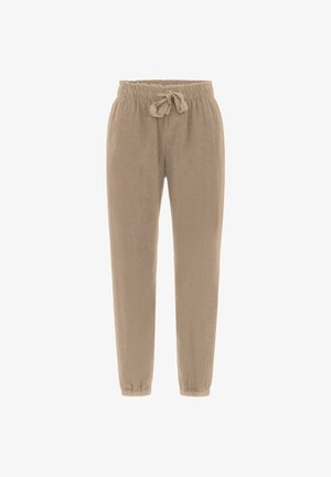 Deha, VELVET TROUSERS WITH DRAWSTRING WAIST - TROUSERS - Trousers - brown