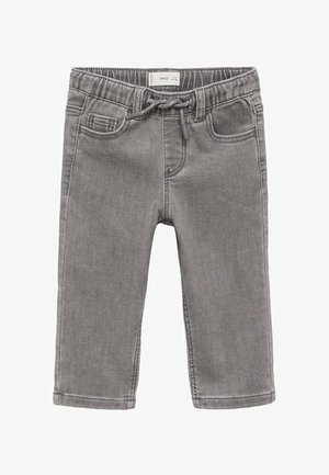Grå denimbukser med elastisk talje, snøre detalje og syede lommer. Slim fit med en glat tekstur og opsmøgede kanter.