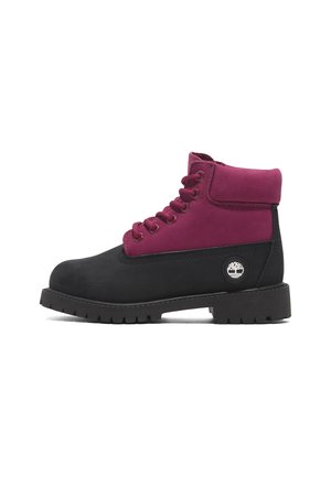 Snørestøvletter - black nubuck w dk pink