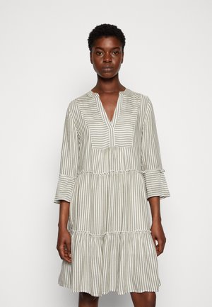 STRIPED TUNICA DRESS - Vestido informal - olive/white