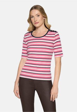 MIT RIPPENSTRUKTUR - T-Shirt print - pink dark blue