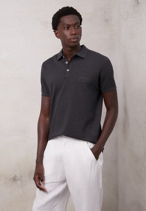 SHORT SLEEVE SLITS AT SIDE EMBROIDERY ON CHEST - Koszulka polo - dark grey melange