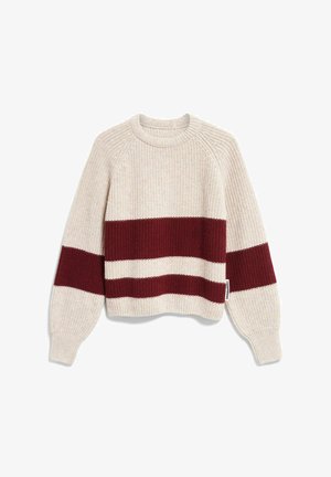 ARMEDANGELS, RIB STRIPED - Strickpullover - honey melange-velvet red