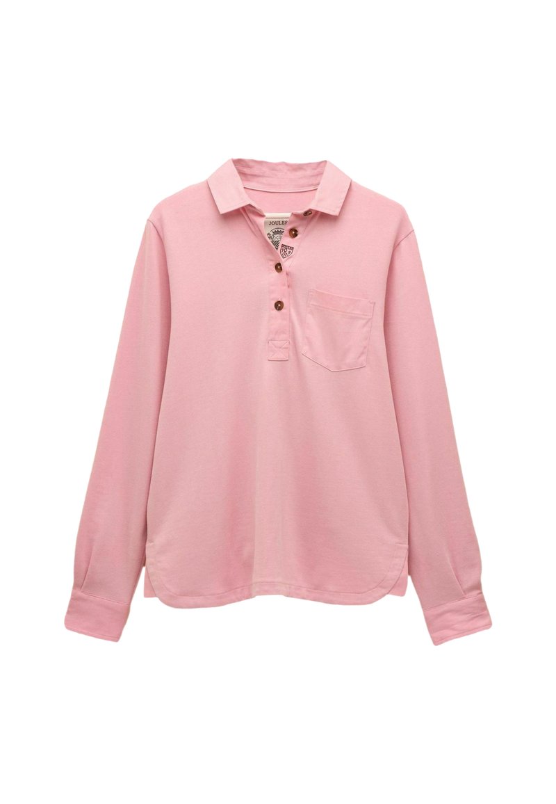 Pika pika polo särk, pikkade varrukatega, mis on valmistatud puuvillast. Sellel on kraega kaelus, kolme nupuga kinnitus ning rinnatasku. Siledad tekstuur.