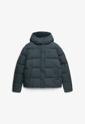 Superdry & Co, SUPERDRY PREMIUM HOODED CHECK PUFFER JACKET.. - Vinterjakker - olive navy check