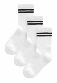 Next - RICH CUSHIONED FOOTBED ANKLE 3 PACK - Kojinės - white black stripe Miniatiūros vaizdas 1