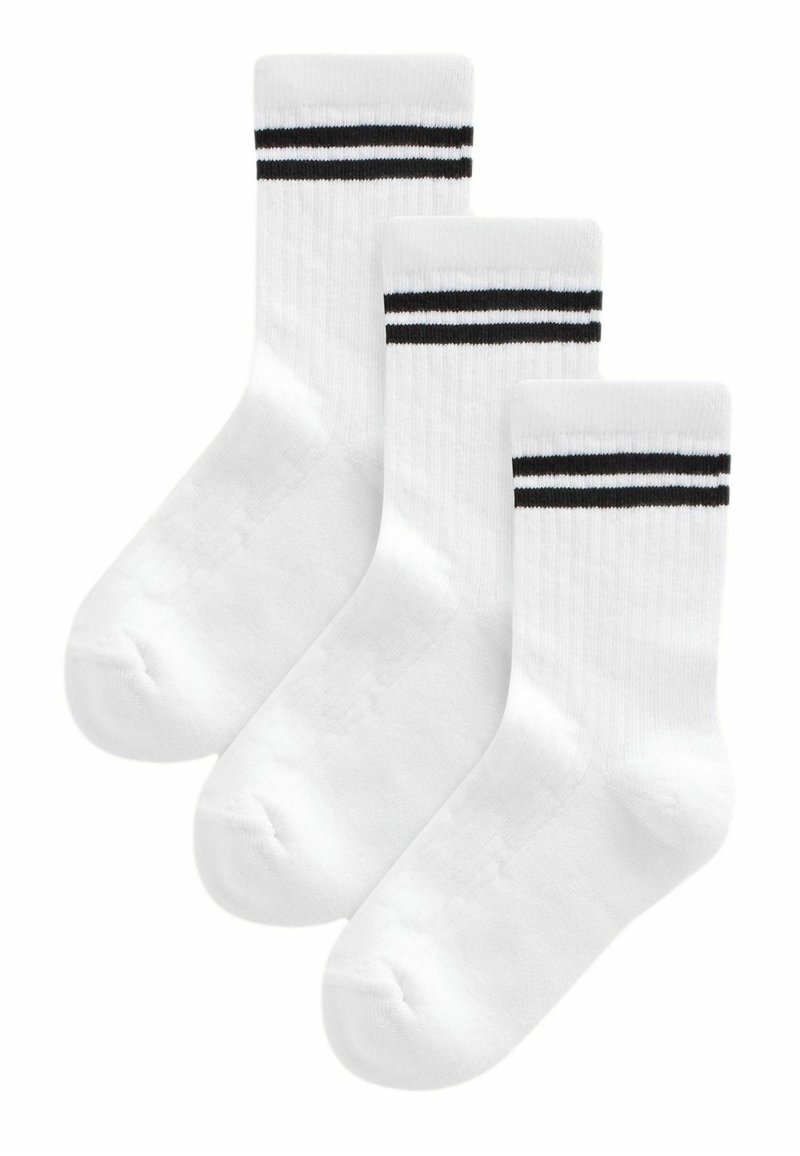 Next RICH CUSHIONED FOOTBED ANKLE 3 PACK - Zoknik - white black stripe