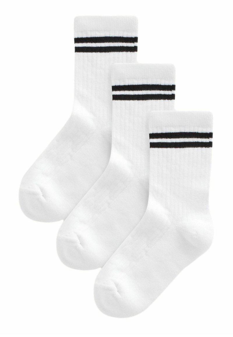 Next - RICH CUSHIONED FOOTBED ANKLE 3 PACK - Kojinės - white black stripe, Padidinti