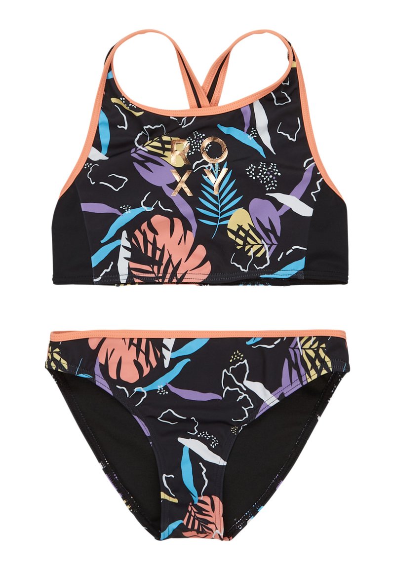 Roxy Girls ERLX203092 - Set Bikini Flutter Per Ragazze, Multicolore, Vita Media, Spalline Fisse