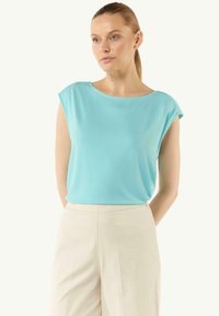 comma MIT ÜBERSCHNITTENEN SCHULTERN UND RAFFUNG - T-Shirt basic - helles türkis