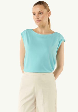 comma MIT ÜBERSCHNITTENEN SCHULTERN UND RAFFUNG - Basic T-shirt - helles türkis