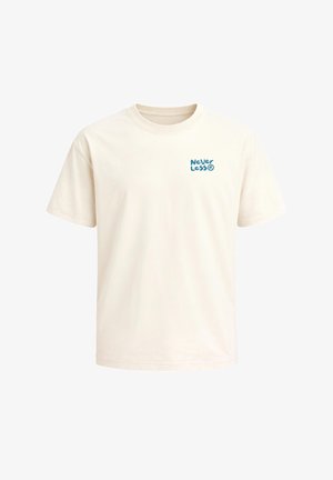 Neverless, HERREN T-SHIRT - ZITONEN DESIGN EASY PEASY - OVERSIZED RELAXED - Print T-shirt - hell-beige