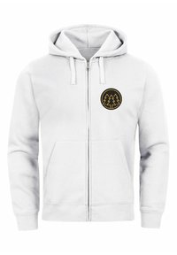 Neverless MIT LOGO BÄUME WALD PRINT OUTDOOR MOTIV FASHION - Sweatjacke - weiß