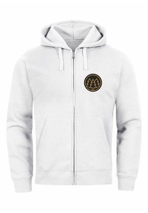 MIT LOGO BÄUME WALD PRINT OUTDOOR MOTIV FASHION - Sweatjacke - weiß
