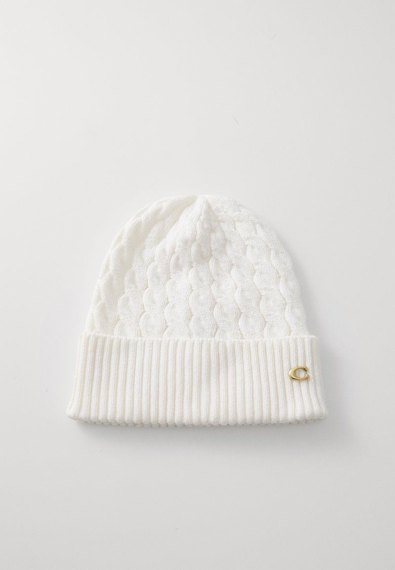COACH CABLE BEANIE - Čiapka - chalk