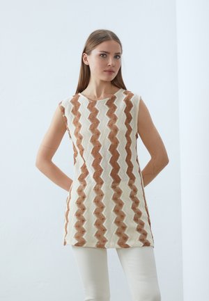 T-Shirt print - off-white/brown