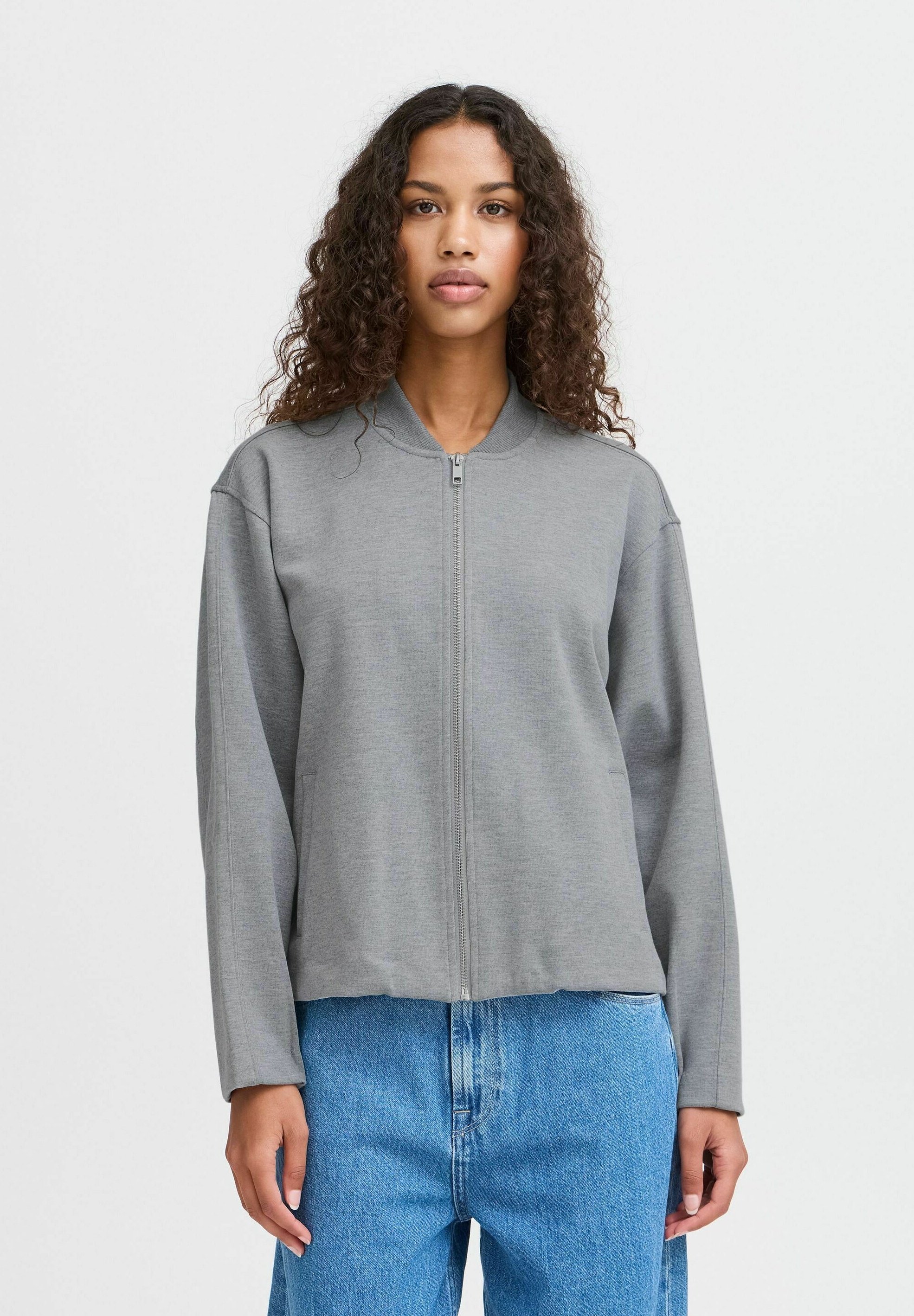 売れ筋商品|||イチ パーカー・スウェットシャツ レディース アウター IHKATE - Zip-up sweatshirt - light grey melange ICHI IHKATE - Zip-up sweatshirt - light grey melange/grey