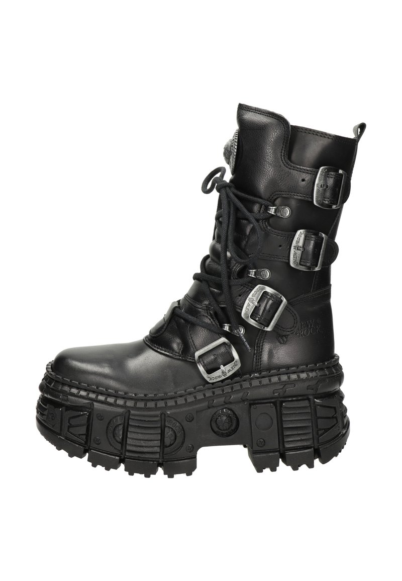 New Rock IMPERFECT M- TANK - Enkellaarsjes met plateauzool - zwart ...