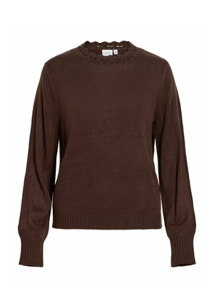 VILA, KNITTED PULLOVER VINOA HIGH NECK - Pullover - coffee bean