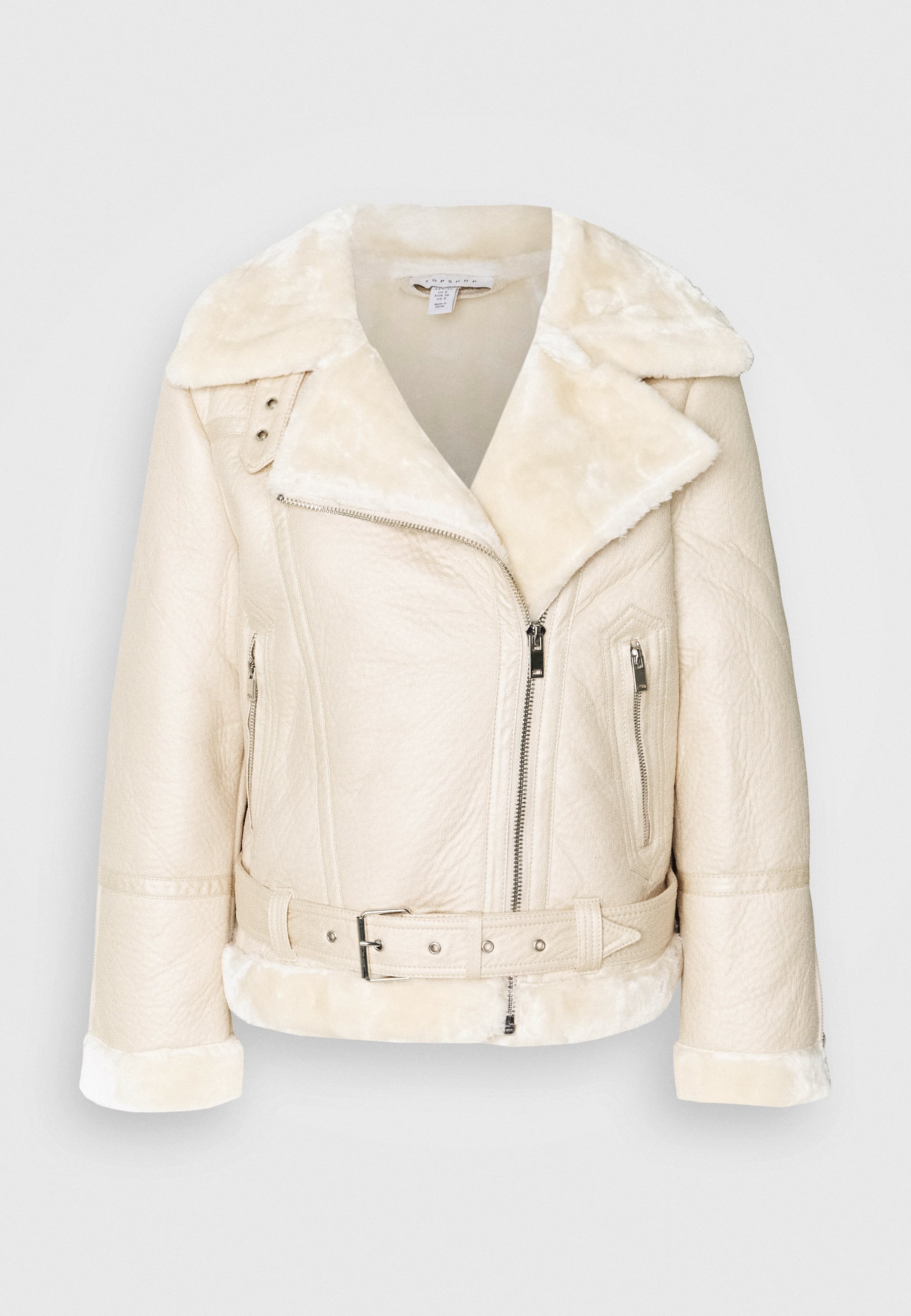 topshop white leather jacket