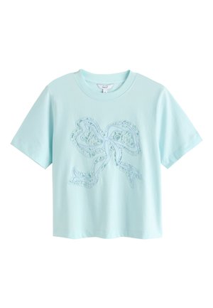 Next, REGULAR FIT - BOW GRAPHIC SHORT SLEEVE CREW NECK T-SHIRT . - T-shirt con stampa - light blue