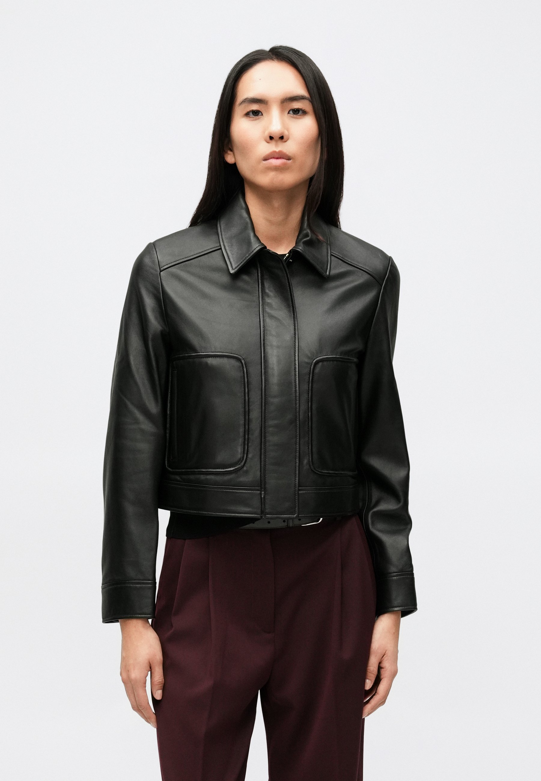 Maison Kitsuné JACKET - Leather jacket - black - Zalando.co.uk