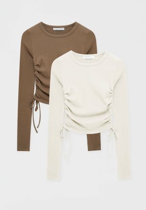 2PACK - Langarmshirt - mottled light brown