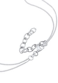 Collier en chaîne argentée composé de deux brins entrelacés, avec un fermoir mousqueton et une extension à maillons circulaires. Marqué "925" pour l'argent sterling.
