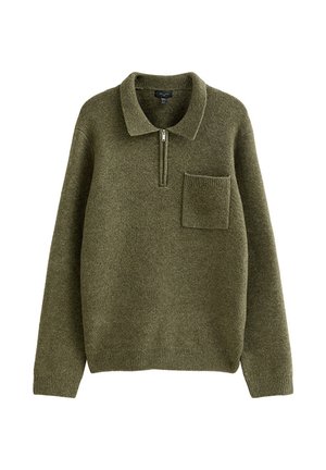 RELAXED FIT LONG SLEEVE BRUSHED QUARTER ZIP - Strickpullover - olive