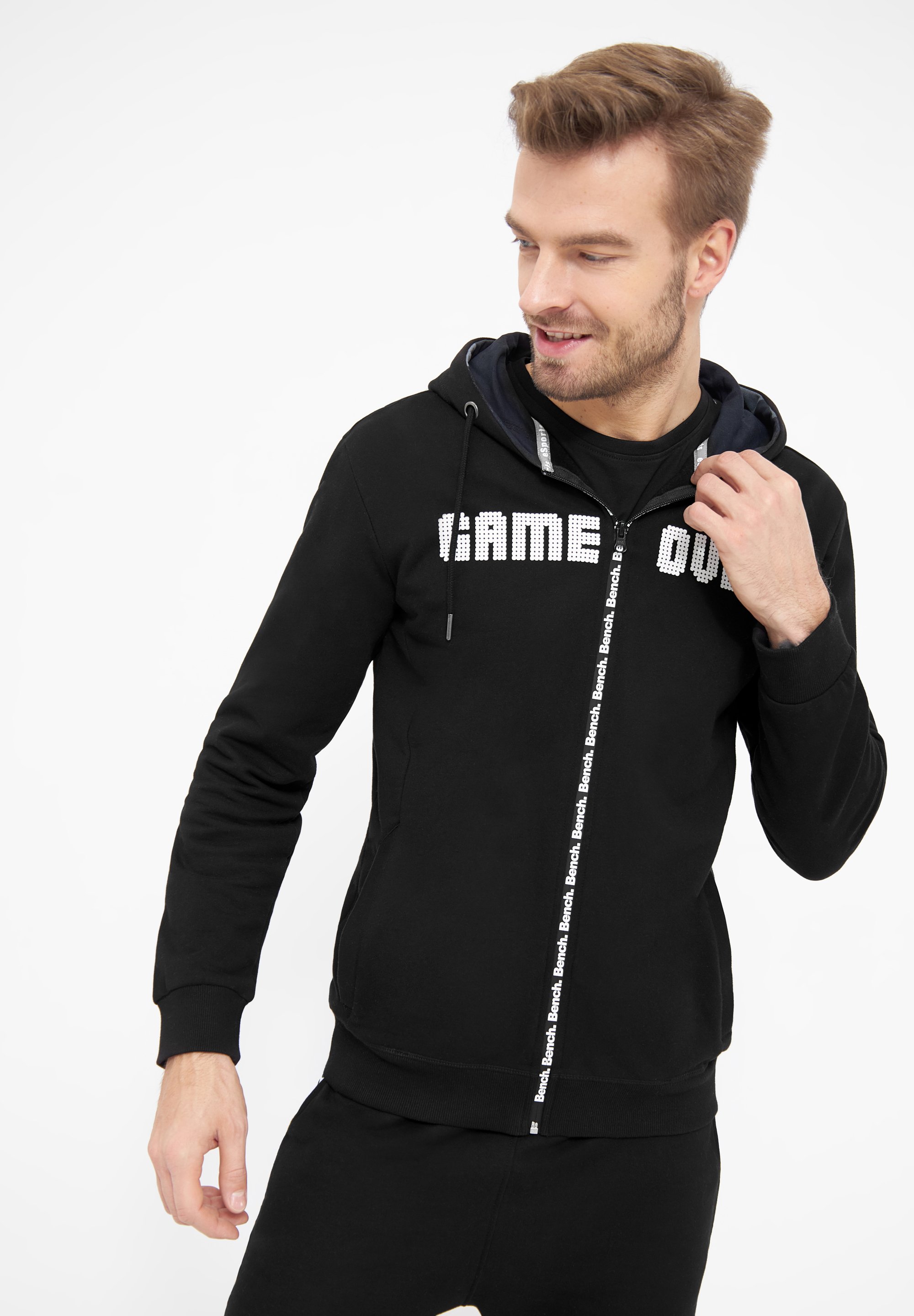 Bench GRIND - Sweater met rits - black/zilverkleurig - Zalando.nl