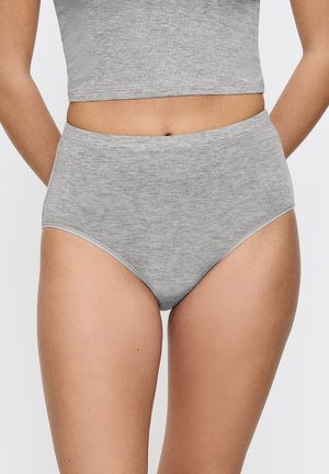 Hoge taille grijze katoenen onderbroek met een zachte textuur en een elastische tailleband, met een gladde stiksel en een minimalistisch ontwerp.