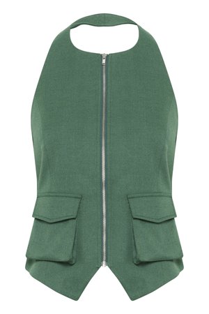 Gestuz CALLIA HALTERNECK - Blouse - posy green melange