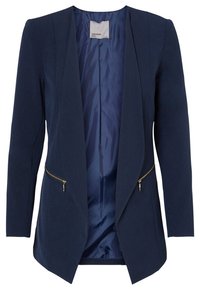 Námořnický blazer s přizpůsobeným střihem, dlouhými rukávy, šálovým límcem a dvěma předními kapsami na zip se zlatými doplňky.