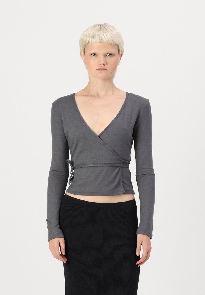 Gina Tricot LONG SLEEVE WRAP - Top dugih rukava - thunderstorm