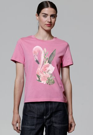 watapparel FLAMINGO MIT BLUMEN - T-shirt print - bubble pink