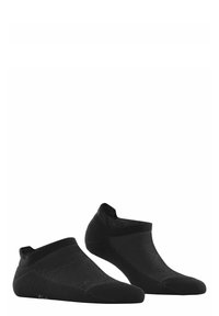 Calzini neri a taglio basso con un motivo testurizzato e bordo elastico. Realizzati in un materiale traspirante per il massimo comfort. Presenta un design della punta senza cuciture.