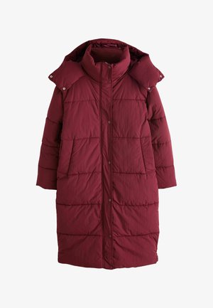 Bordo värvi sulejope kõrge kraega, klõpskinnitustega ja kahe küljetaskuga. Omadused hõlmavad tikandiga läbiõmmeldud mustrit ja keskmise pikkusega disaini.