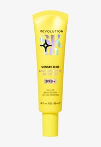 Solkremtube i klar gul med en jevn tekstur. Har holografisk skrift og en flip-top hette. Størrelse: 50 ml, SPF 50+.